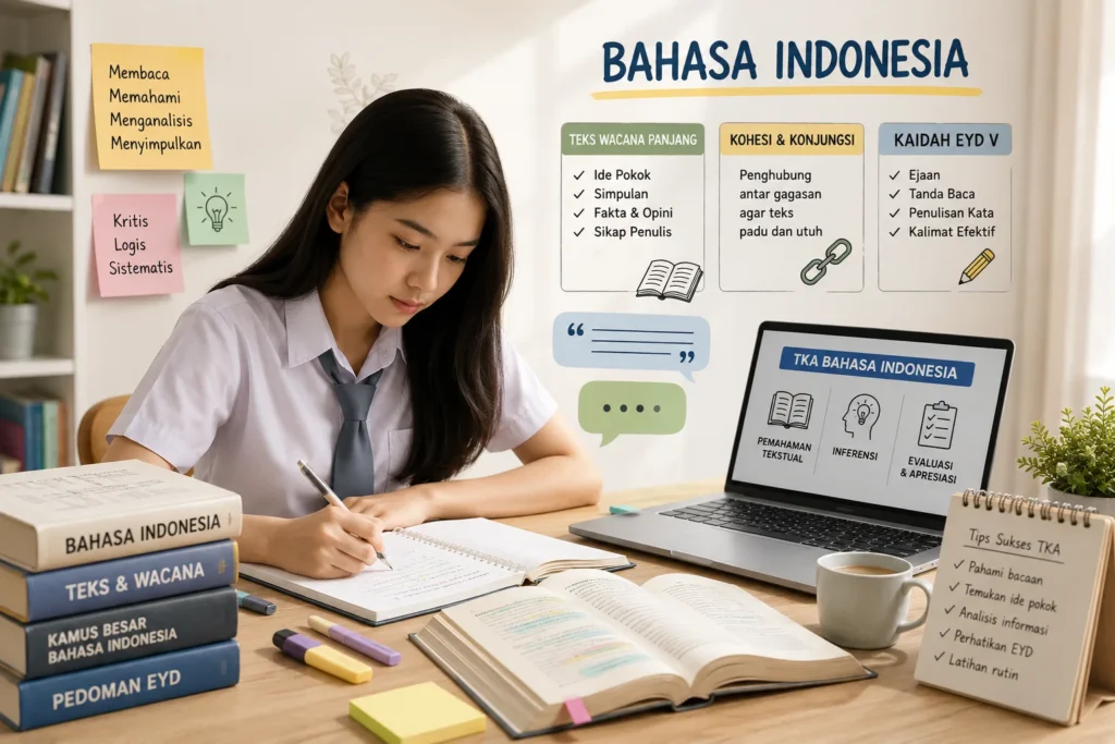 Siswa belajar materi TKA Bahasa Indonesia SMA 2026